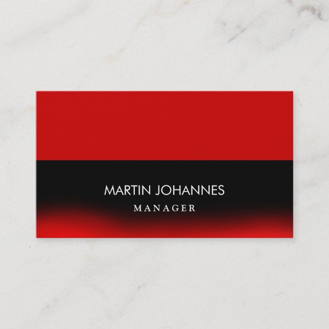 Trendy Schlicht Stylish Red Black Business Card Visitenkarte (Vorderseite)