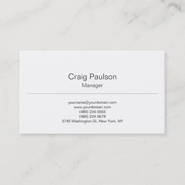 Trendy Schlichte Classic Manager Business Card Visitenkarte (Vorderseite)