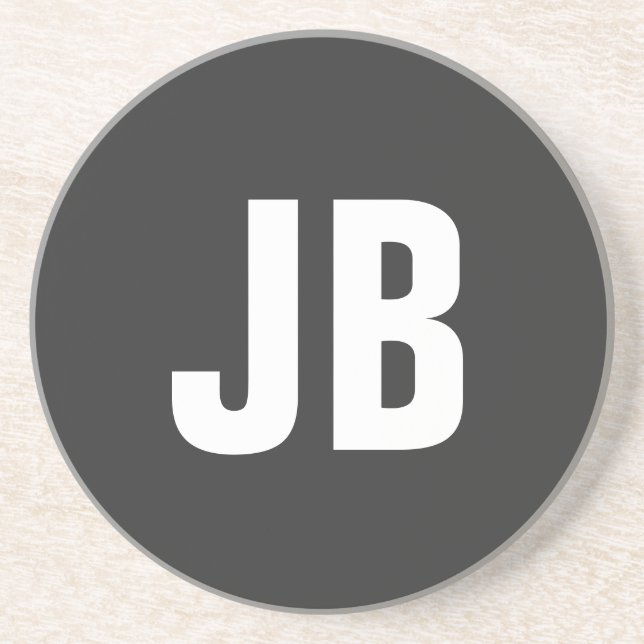 Trendy schlichte, fette Monogramm-Initialen schwar Getränkeuntersetzer (Vorne)