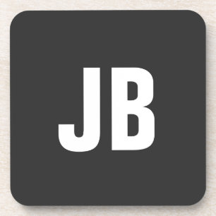 Trendy schlichte, fette Monogramm-Initialen schwar Getränkeuntersetzer