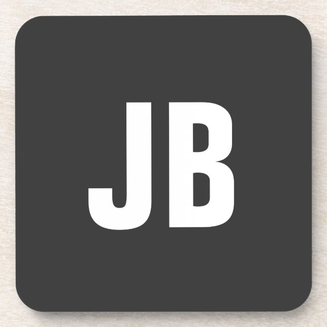 Trendy schlichte, fette Monogramm-Initialen schwar Getränkeuntersetzer (Vorderseite)