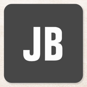 Trendy schlichte, fette Monogramm-Initialen schwar Rechteckiger Pappuntersetzer