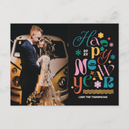Trendy Schriftart Mix Neujahr Foto Holiday Postkar Feiertagspostkarte