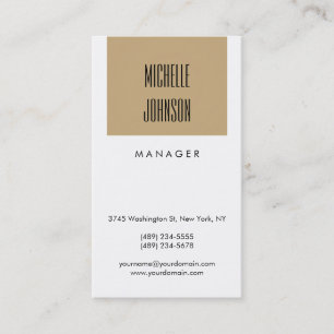 Trendy Schwarz-weiß Beige Manager Business Card Visitenkarte