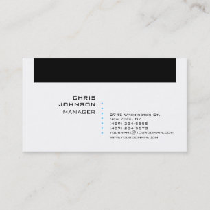 Trendy Schwarz-weiß Blue Manager Business Card Visitenkarte