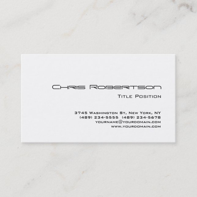 Trendy Schwarz-weiß Charming Business Card Visitenkarte (Vorderseite)