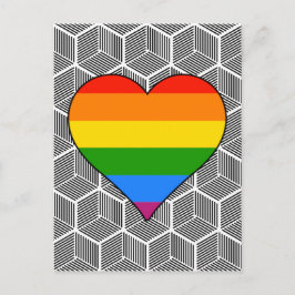 Trendy Schwarz-weiß Design Rainbow Heart Liebe Postkarte