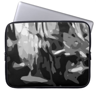 Trendy Schwarz-weiß Grau Abstraktes Muster Laptopschutzhülle