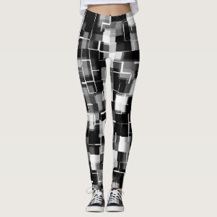 Trendy Schwarz-weiß Grau Abstraktes Muster Leggings