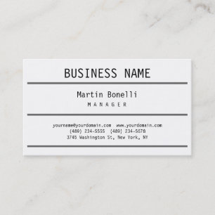 Trendy Schwarz-weiß Gray Manager Business Card Visitenkarte