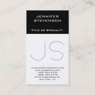 Trendy Schwarz-weiß Gray Monogram Business Card Visitenkarte