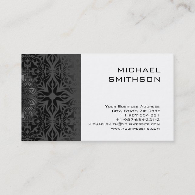 Trendy Schwarz-weiß Gray Pattern Business Card Visitenkarte (Vorderseite)