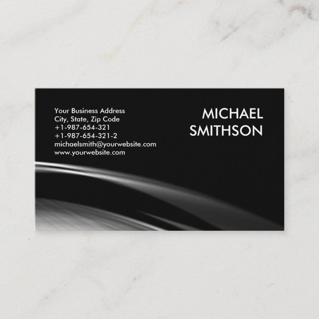 Trendy Schwarz-weiß Gray Pattern Business Card Visitenkarte (Vorderseite)