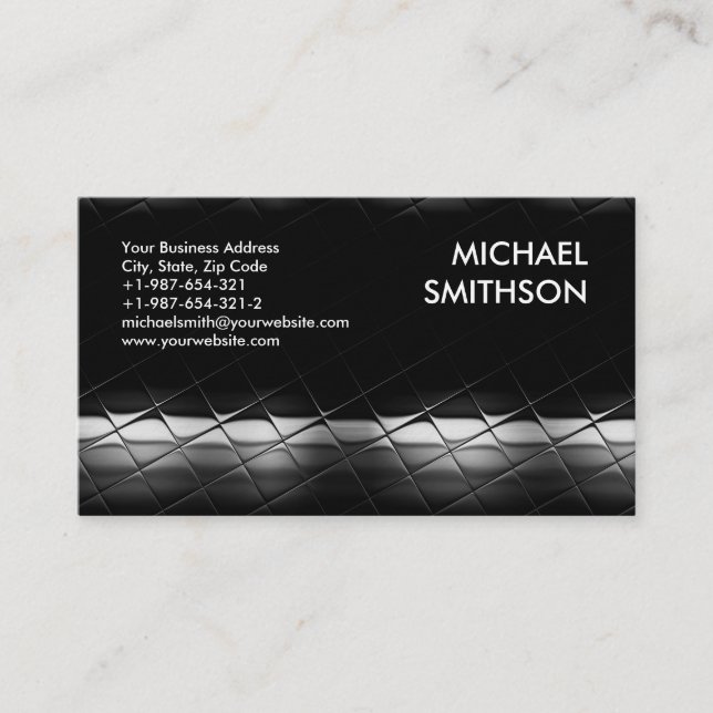 Trendy Schwarz-weiß Gray Pattern Business Card Visitenkarte (Vorderseite)