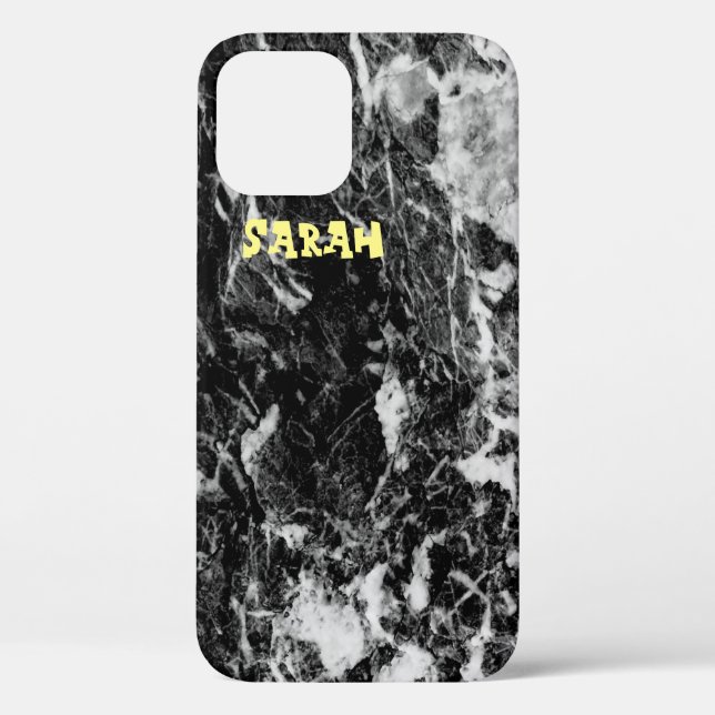 Trendy Schwarz-weiß Marble Case-Mate iPhone Hülle (Rückseite)