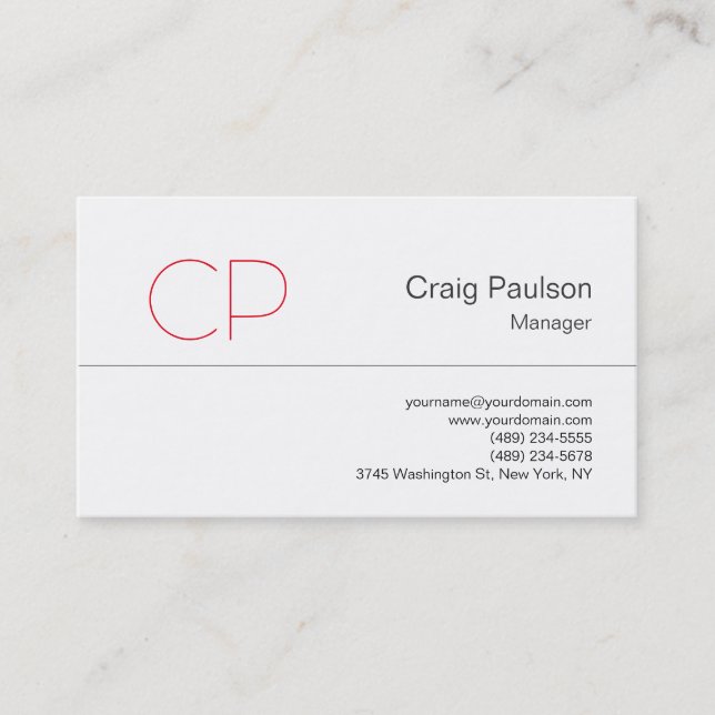 Trendy Schwarz-weiß Modern Monogram Business Card Visitenkarte (Vorderseite)