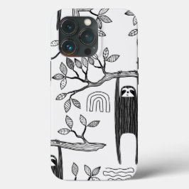 Trendy Schwarz-weiß Modern Sloth Tough Case