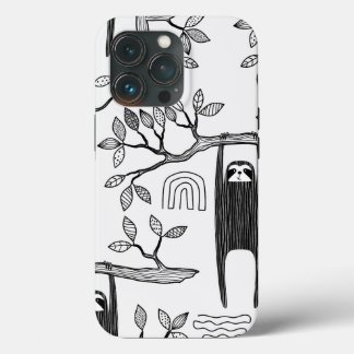 Trendy Schwarz-weiß Modern Sloth Tough Case