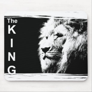 Trendy Schwarz-weiß Pop Art Lion Head Template Mousepad