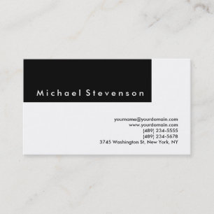 Trendy Schwarz-weiß Simple Schlicht Business Card Visitenkarte