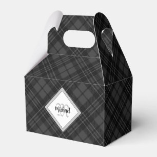 Trendy Schwarz-weiß tartan Personalize Monogram Geschenkschachtel