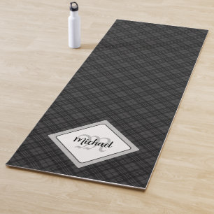 Trendy Schwarz-weiß tartan Personalize Monogram Yogamatte
