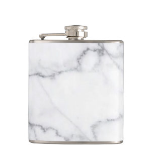 Trendy Schwarz-weißer Marmorstein Flachmann