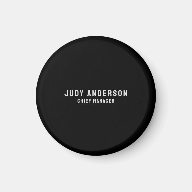 Trendy Schwarze Professionelle Schlichte Moderne E Magnet (Vorne)