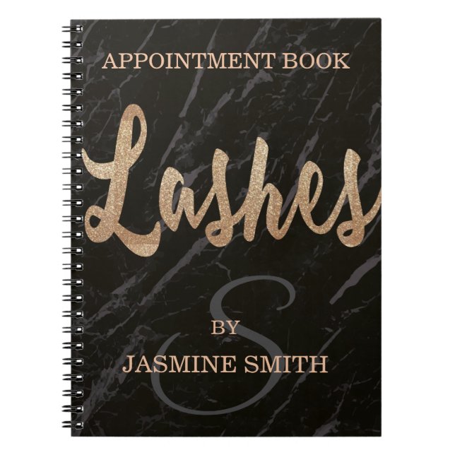 Trendy schwarzer Marmor peitscht Champagne-Glitzer Notizblock (Vorderseite)