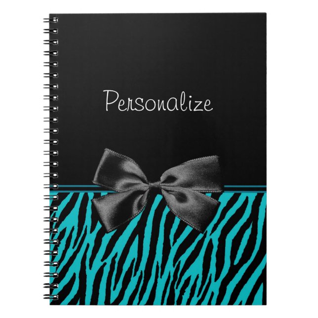 Trendy schwarzer und aquamariner Zebra-Druck mit Notizblock (Vorderseite)