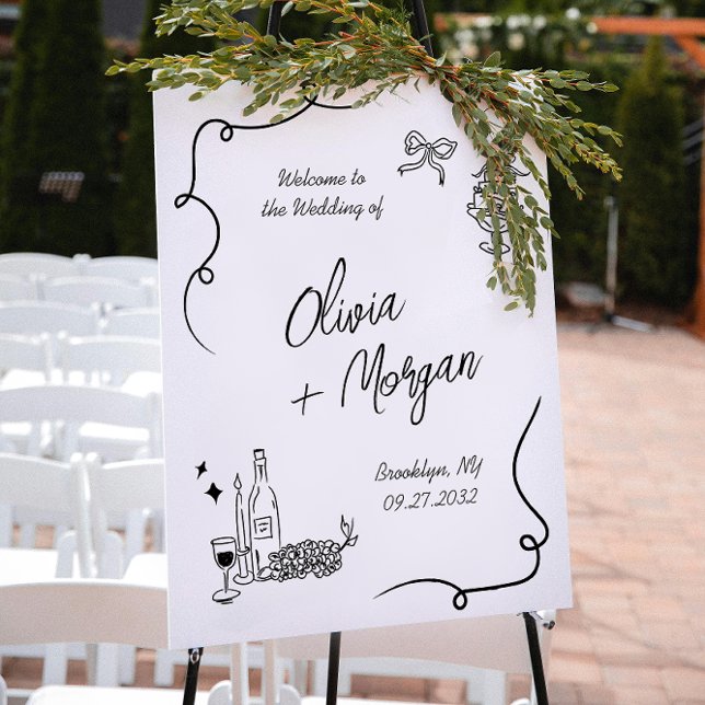 Trendy Scribble Doodle Script Wedding Willkommen Poster (Von Creator hochgeladen)