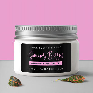 Trendy Script Black & Pink Skincare Jar Rectangle Adressaufkleber