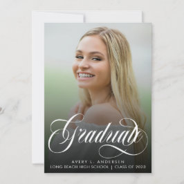 Trendy Script Calligraphy White Overlay Abschluss Ankündigung