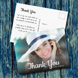 Trendy Script Dankeschön Foto Abschluss Postkarte