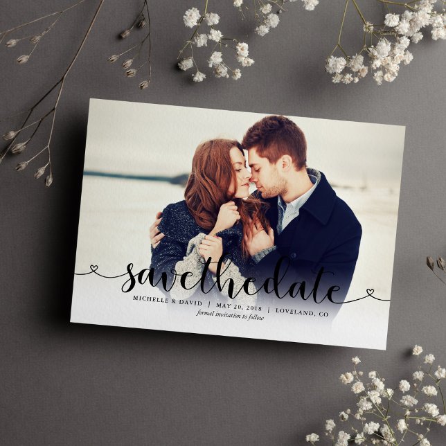 Trendy Script Foto Wedding Save the Date (Von Creator hochgeladen)