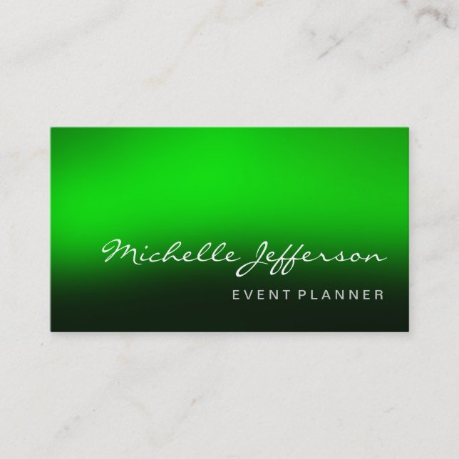 Trendy Script Green Background Business Card Visitenkarte (Vorderseite)