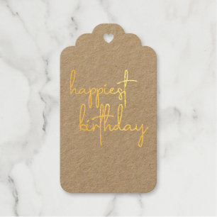 Trendy Script Happiest Happy Birthday Geschenkanhänger