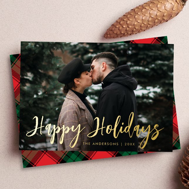 Trendy Script Happy Holidays Foto Folien Feiertagskarte (Von Creator hochgeladen)