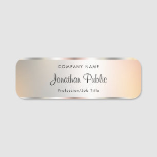 Trendy Script-Imitate Silver Template Typografy Namensschild
