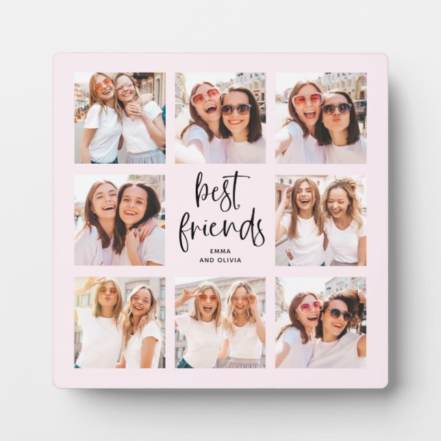 Trendy Script in Blush | Multi Foto Best Friends Fotoplatte (Vorderseite)