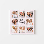 Trendy Script in Blush | Multi Foto Best Friends Künstlicher Leinwanddruck<br><div class="desc">Dieses trendige Design verfügt über acht Ihrer Lieblings-Fotos von Ihnen und Ihre bestie! Die Worte "beste Freunde" erscheinen in schwarz-moderner Schrift,  und es gibt Platz,  um den Namen von Ihnen und Ihrem besten Freund auf einem hübschen rot-rosa Hintergrund hinzuzufügen.</div>