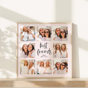 Trendy Script in Blush   Multi Foto Best Friends Poster