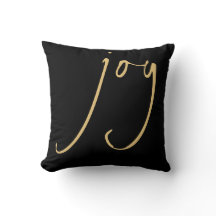 Trendy Script Joy Christmas Gold Black