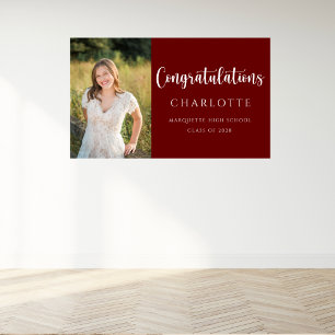 Trendy Script Maroon Abschluss Foto Banner