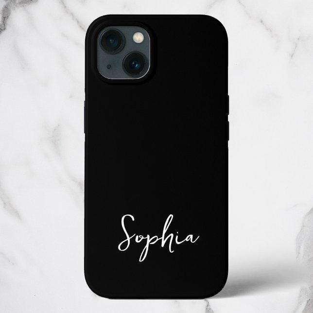 Trendy Script Modern Custom Signname Black iPhone Hülle (Von Creator hochgeladen)