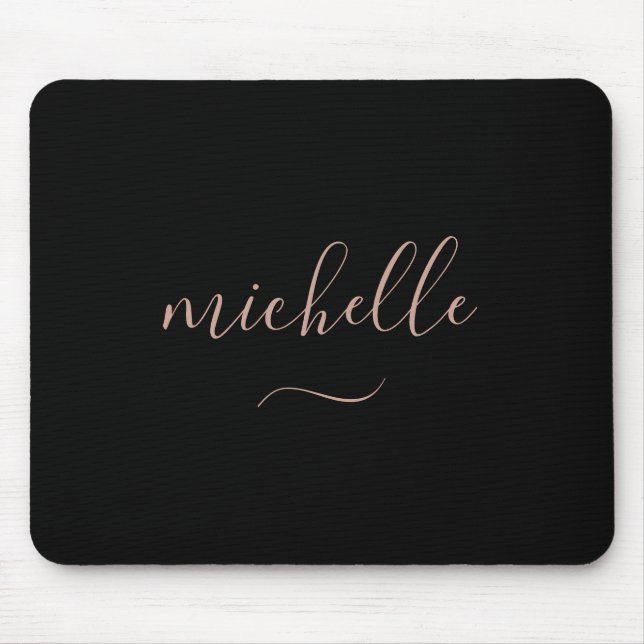 Trendy Script Monogram Black Gold Mousepad (Vorne)