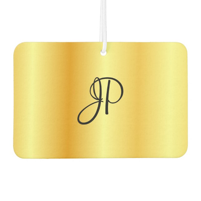 Trendy Script Monogram Imitate Gold Template Elega Autolufterfrischer (Vorderseite)