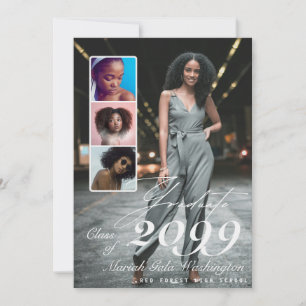 Trendy Script Overlay 4 Foto Collage Abschluss Ankündigung