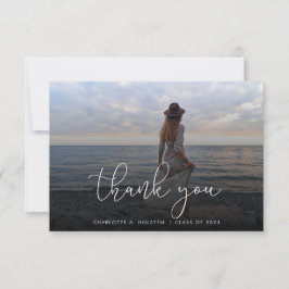 Trendy Script Overlay Multi-Foto-Abschluss Dankeskarte