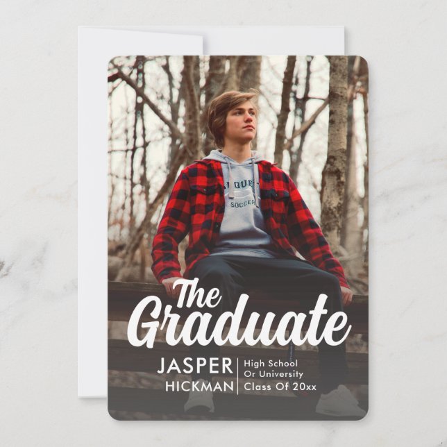 Trendy Script Overlay Silver | FOTO ABSCHLUSS Ankündigung (Vorderseite)